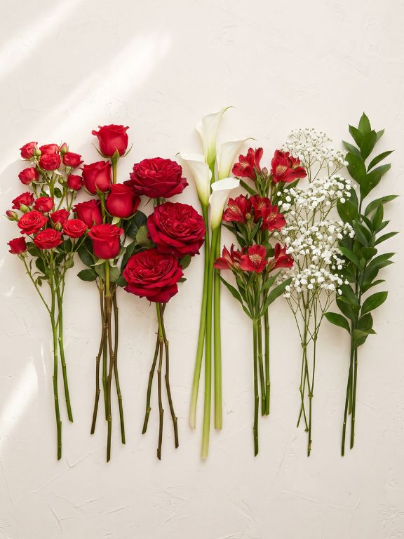 WENT TO THE MARKET FOR ASSORTED RED AND WHITE FLOWERS